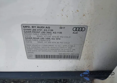 2018 Audi Q3 2.0T Premium/2.0T Sport Premium from USA, damaged, VIN WA1BCCFS1JR012255